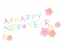 かわいいHappyNewYearの文字の年賀状イラスト