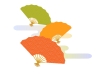 青海波模様の扇子三色の年賀イラスト