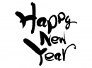 筆書きの「HAPPY NEW YEAR」の年賀イラスト