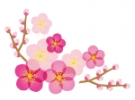 梅と木に咲いている梅の花の年賀状・お正月イラスト02