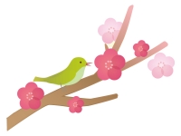 梅の花と鶯の年賀状イラスト
