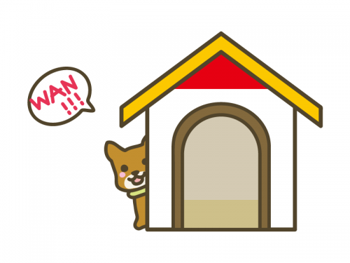 犬小屋と犬の年賀状イラスト02