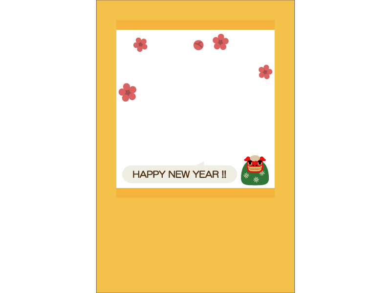 門松と梅のシンプルな写真フレーム年賀状はがきテンプレート02 年賀状の無料テンプレートやイラスト